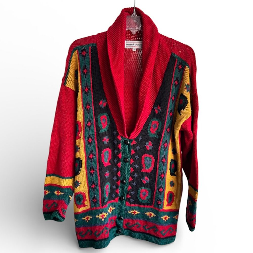 Vintage Women’s Westbound Colorful Button Cardigan Petite Large